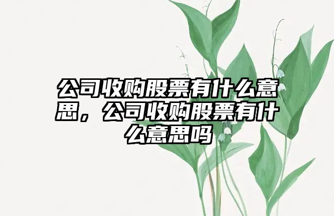 公司收購股票有什么意思，公司收購股票有什么意思嗎