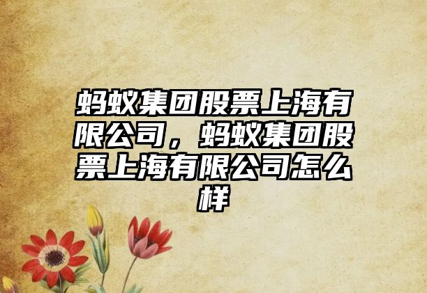 螞蟻集團股票上海有限公司，螞蟻集團股票上海有限公司怎么樣