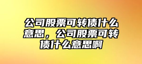 公司股票可轉債什么意思，公司股票可轉債什么意思啊