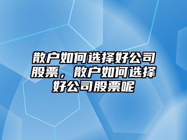 散戶(hù)如何選擇好公司股票，散戶(hù)如何選擇好公司股票呢