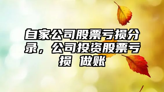 自家公司股票虧損分錄，公司投資股票虧損 做賬