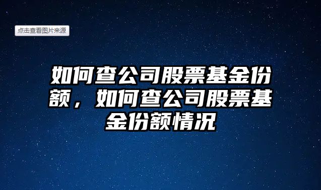 如何查公司股票基金份額，如何查公司股票基金份額情況