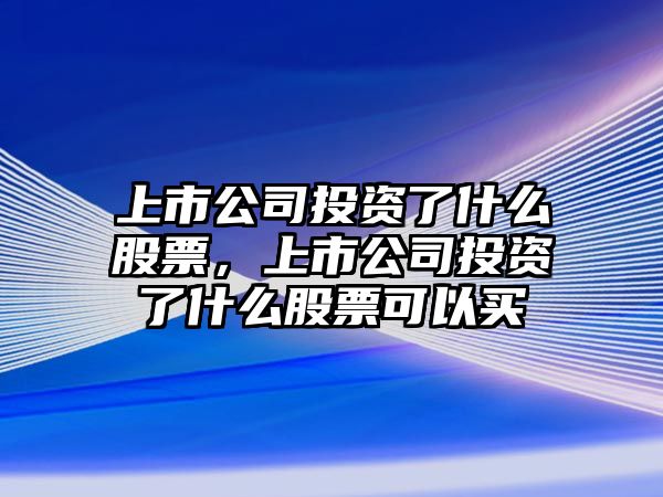 上市公司投資了什么股票，上市公司投資了什么股票可以買(mǎi)