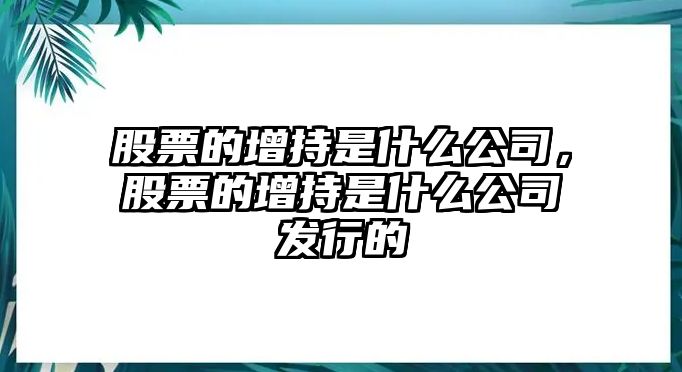 股票的增持是什么公司，股票的增持是什么公司發(fā)行的