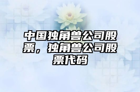 中國獨角獸公司股票，獨角獸公司股票代碼