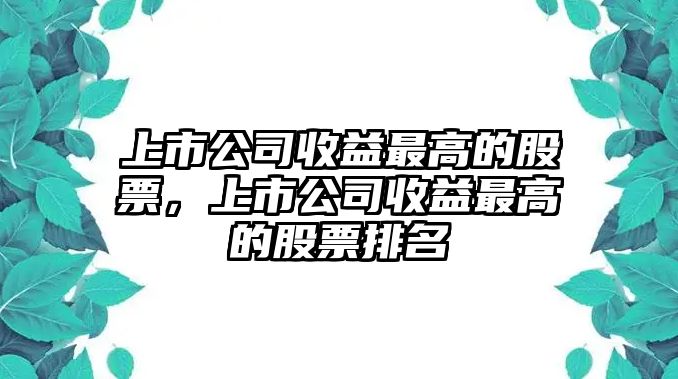 上市公司收益最高的股票，上市公司收益最高的股票排名