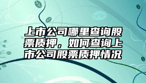 上市公司哪里查詢(xún)股票質(zhì)押，如何查詢(xún)上市公司股票質(zhì)押情況