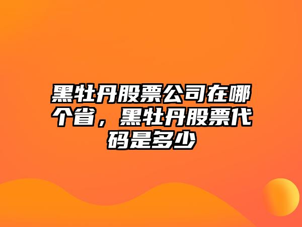 黑牡丹股票公司在哪個(gè)省，黑牡丹股票代碼是多少