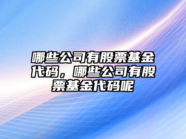 哪些公司有股票基金代碼，哪些公司有股票基金代碼呢