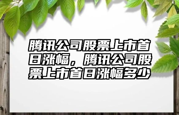 騰訊公司股票上市首日漲幅，騰訊公司股票上市首日漲幅多少