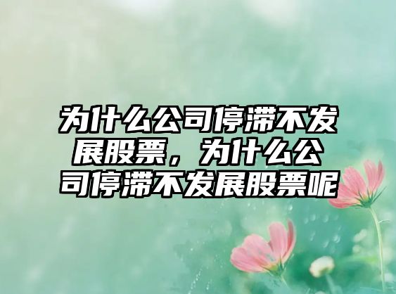 為什么公司停滯不發(fā)展股票，為什么公司停滯不發(fā)展股票呢