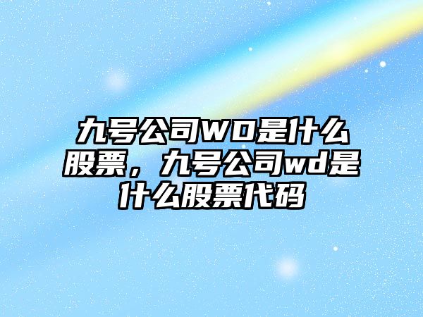 九號公司W(wǎng)D是什么股票，九號公司wd是什么股票代碼