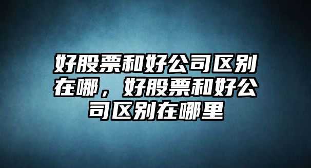 好股票和好公司區別在哪，好股票和好公司區別在哪里