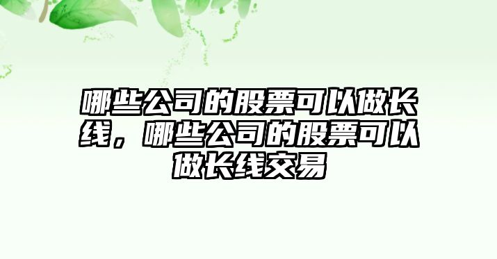 哪些公司的股票可以做長(cháng)線(xiàn)，哪些公司的股票可以做長(cháng)線(xiàn)交易