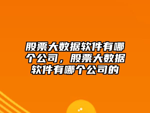 股票大數據軟件有哪個(gè)公司，股票大數據軟件有哪個(gè)公司的