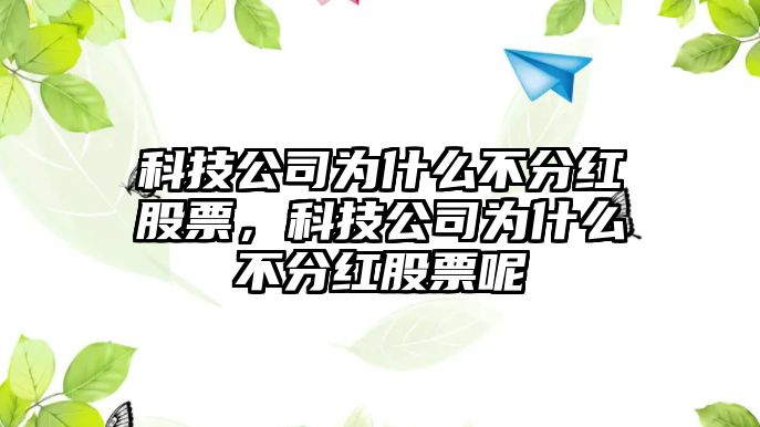 科技公司為什么不分紅股票，科技公司為什么不分紅股票呢