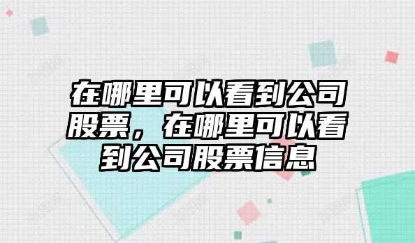 在哪里可以看到公司股票，在哪里可以看到公司股票信息