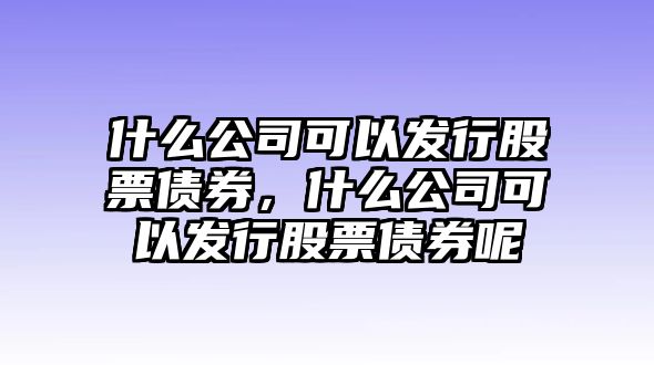 什么公司可以發(fā)行股票債券，什么公司可以發(fā)行股票債券呢