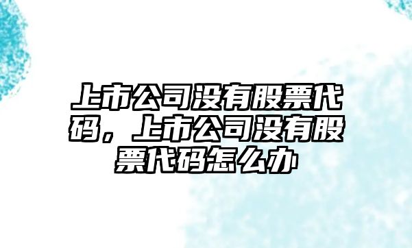 上市公司沒(méi)有股票代碼，上市公司沒(méi)有股票代碼怎么辦