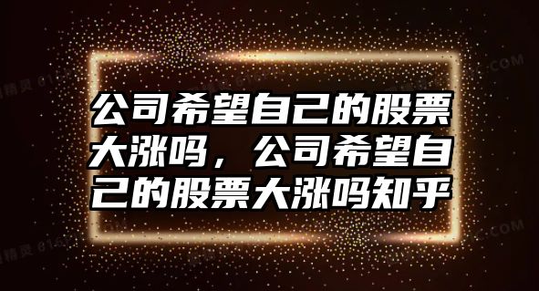 公司希望自己的股票大漲嗎，公司希望自己的股票大漲嗎知乎