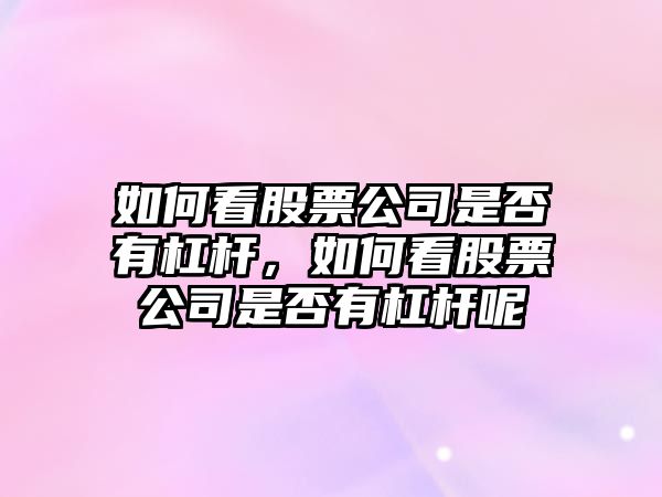 如何看股票公司是否有杠桿，如何看股票公司是否有杠桿呢