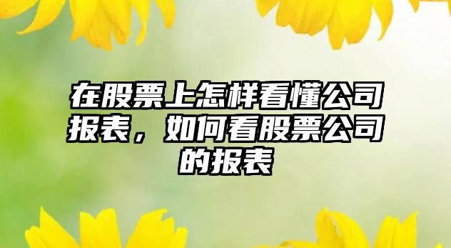 在股票上怎樣看懂公司報(bào)表，如何看股票公司的報(bào)表