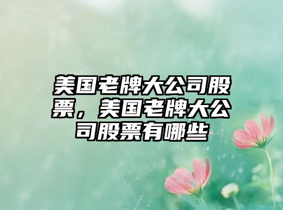 美國老牌大公司股票，美國老牌大公司股票有哪些