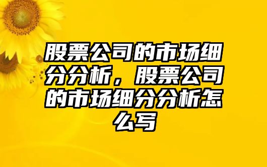 股票公司的市場(chǎng)細分分析，股票公司的市場(chǎng)細分分析怎么寫(xiě)